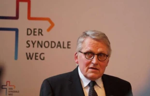 Thomas Sternberg, president of the Central Committee of German Catholics (ZdK), speaks at a ‘Synodal Way’ press conference. Rudolf Gehrig/CNA Deutsch.